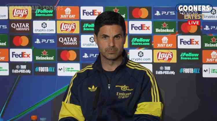 阿尔特塔：哈弗茨、廷伯缺阵埃泽能上场；1